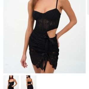 For Love And Lemons Regina Black Lace Mini Dress Size Medium